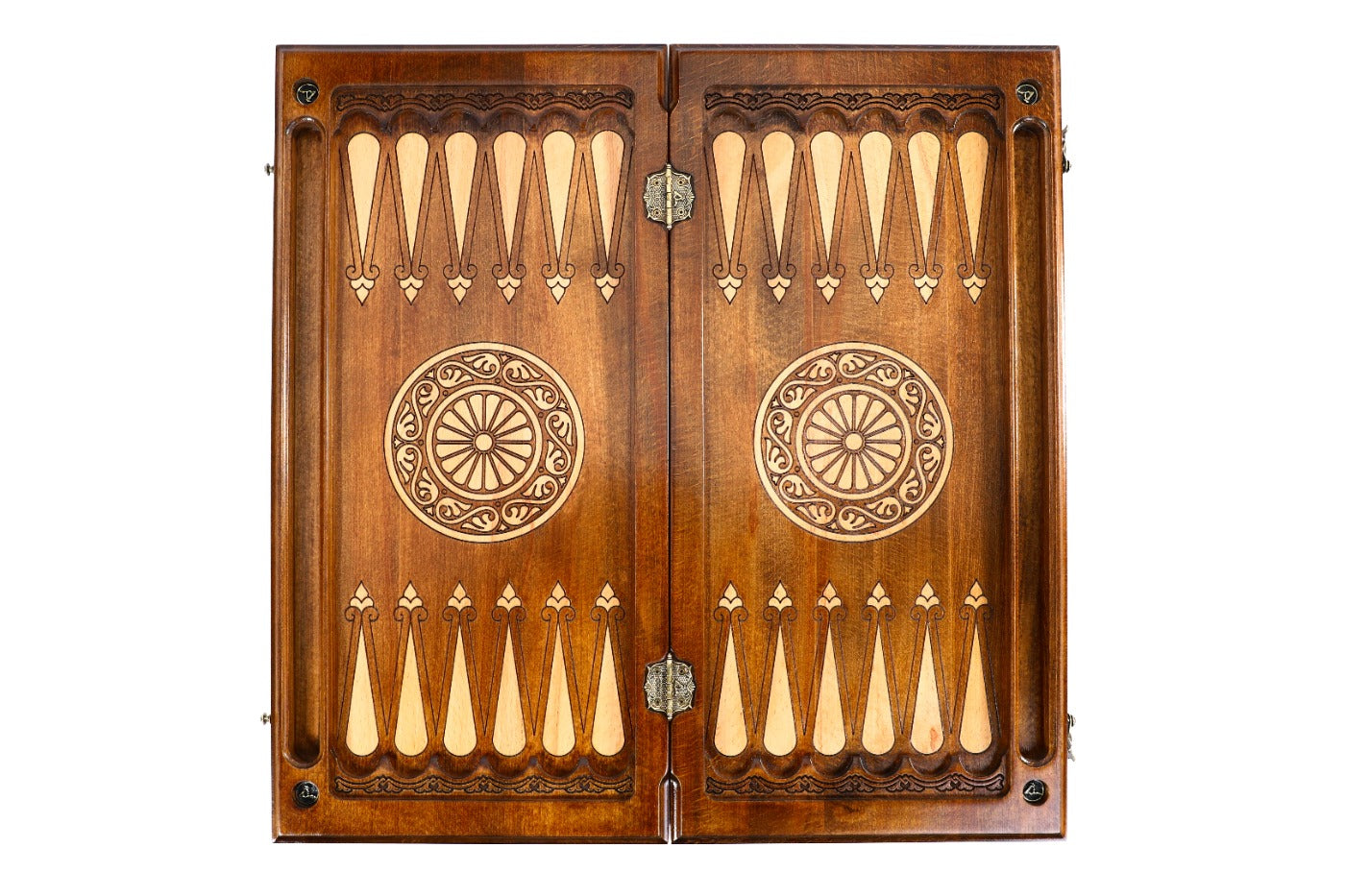 Classic Horse Wooden Backgammon Board - Braid Motifs - Unumperfectus