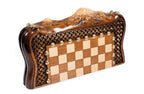 Carved Ornamental Braid / chess and backgammon set - angled view showing the craftsmanship