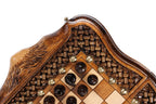 Carved Ornamental Braid / chess and backgammon set - corner detail of the board
