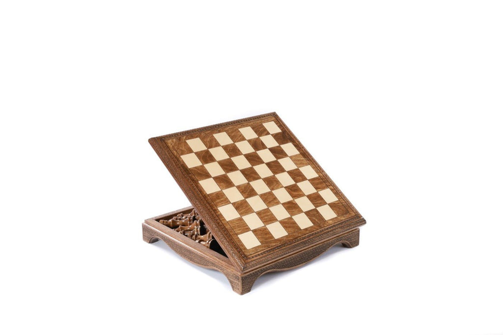 Wooden Carved Chess Set Box Style 30 cm | 11.8" - Unumperfectus