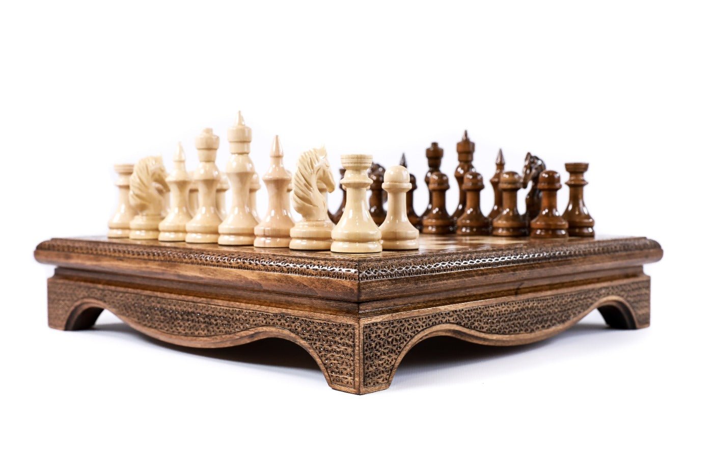Wooden Carved Chess Set Box Style 30 cm | 11.8" - Unumperfectus