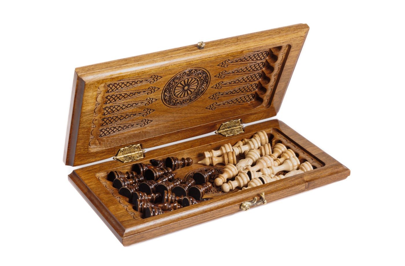 Wooden Carved Chess Board & Backgammon 40 cm | 15.6" - Unumperfectus