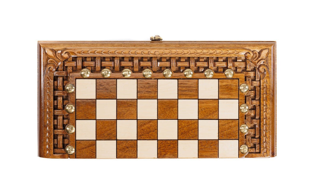 Wooden Carved Chess Board & Backgammon 40 cm | 15.6" - Unumperfectus