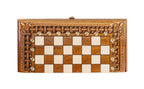 Carved chess and backgammon set - detail of the carved border
