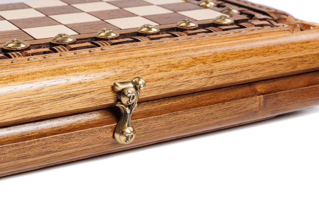 Wooden Carved Chess Board & Backgammon 40 cm | 15.6" - Unumperfectus