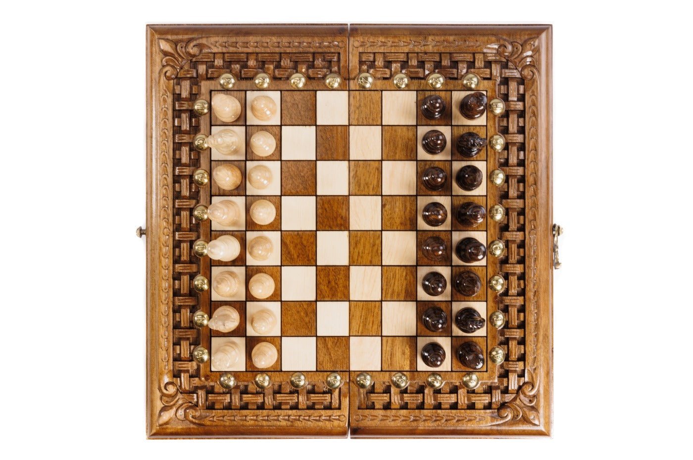 Wooden Carved Chess Board & Backgammon 40 cm | 15.6" - Unumperfectus