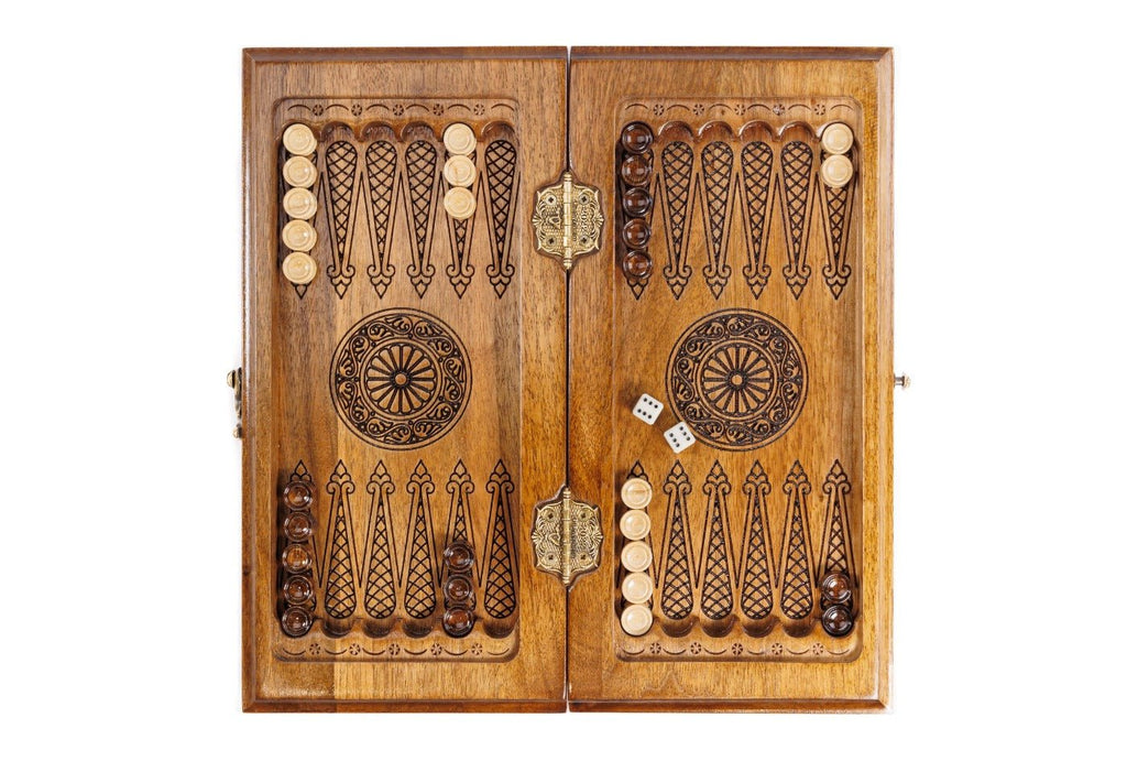 Wooden Carved Chess Board & Backgammon 40 cm | 15.6" - Unumperfectus