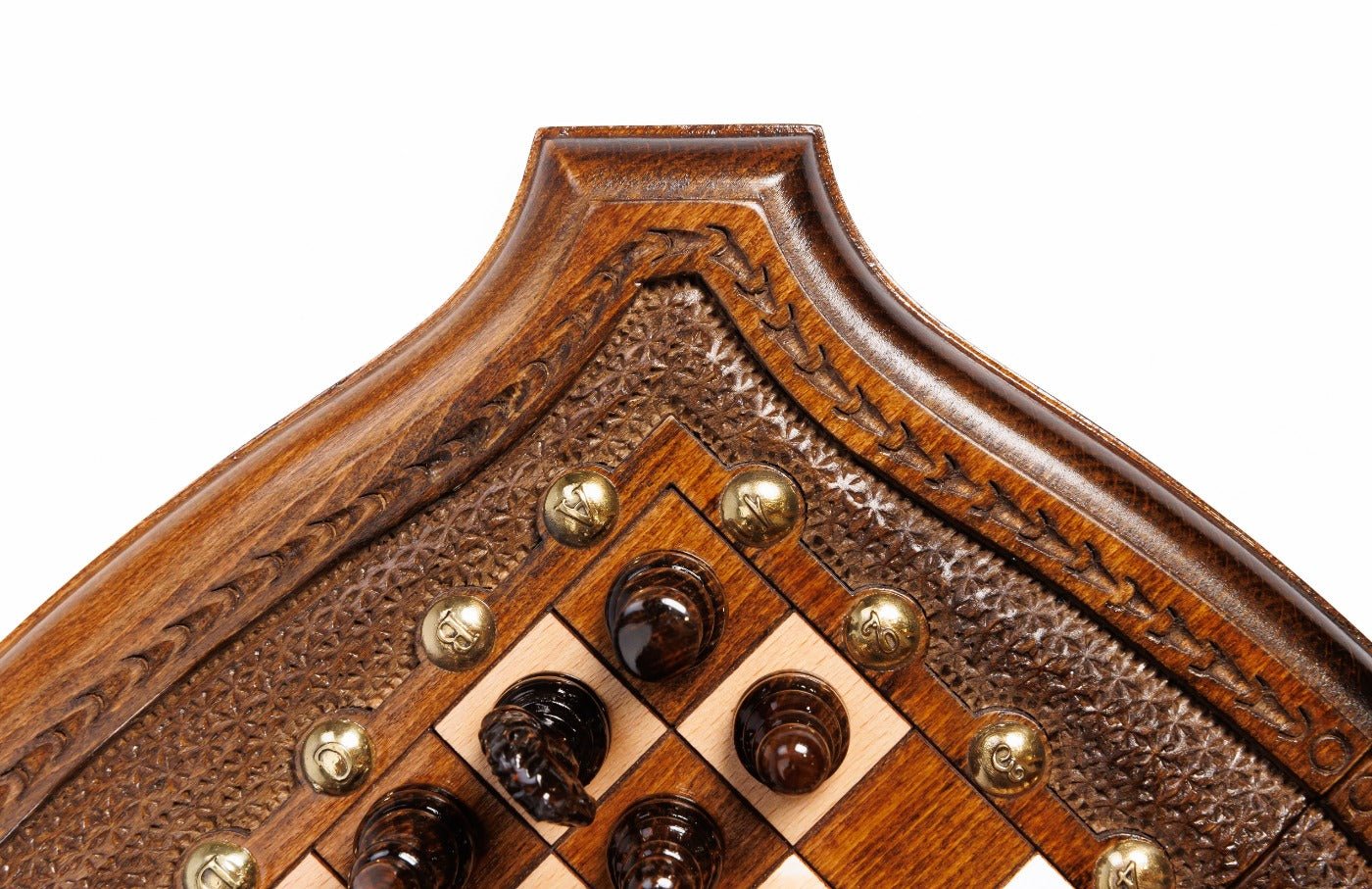 Wooden Carved Chess Set With Contour Outline 30 cm | 11.8" - Unumperfectus