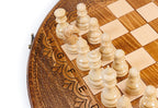 Carved Circular chess set - detail of the carved border