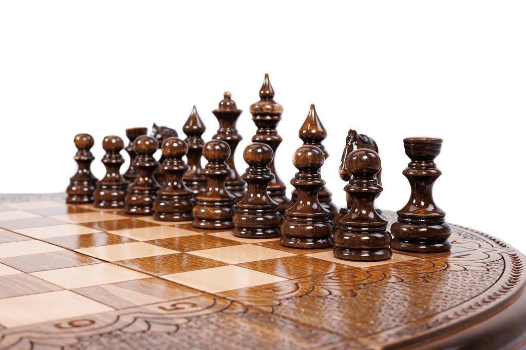 Wooden Carved Chess Set Circular 50 cm | 19.7" - Unumperfectus