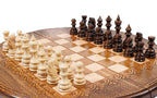 Handcrafted Armenian chess board elegant circular geometric style