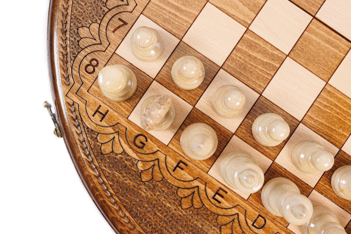 Wooden Carved Chess Set Circular 50 cm | 19.7" - Unumperfectus