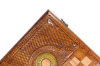“Lalesh” backgammon board - detail of the wood grain and finish