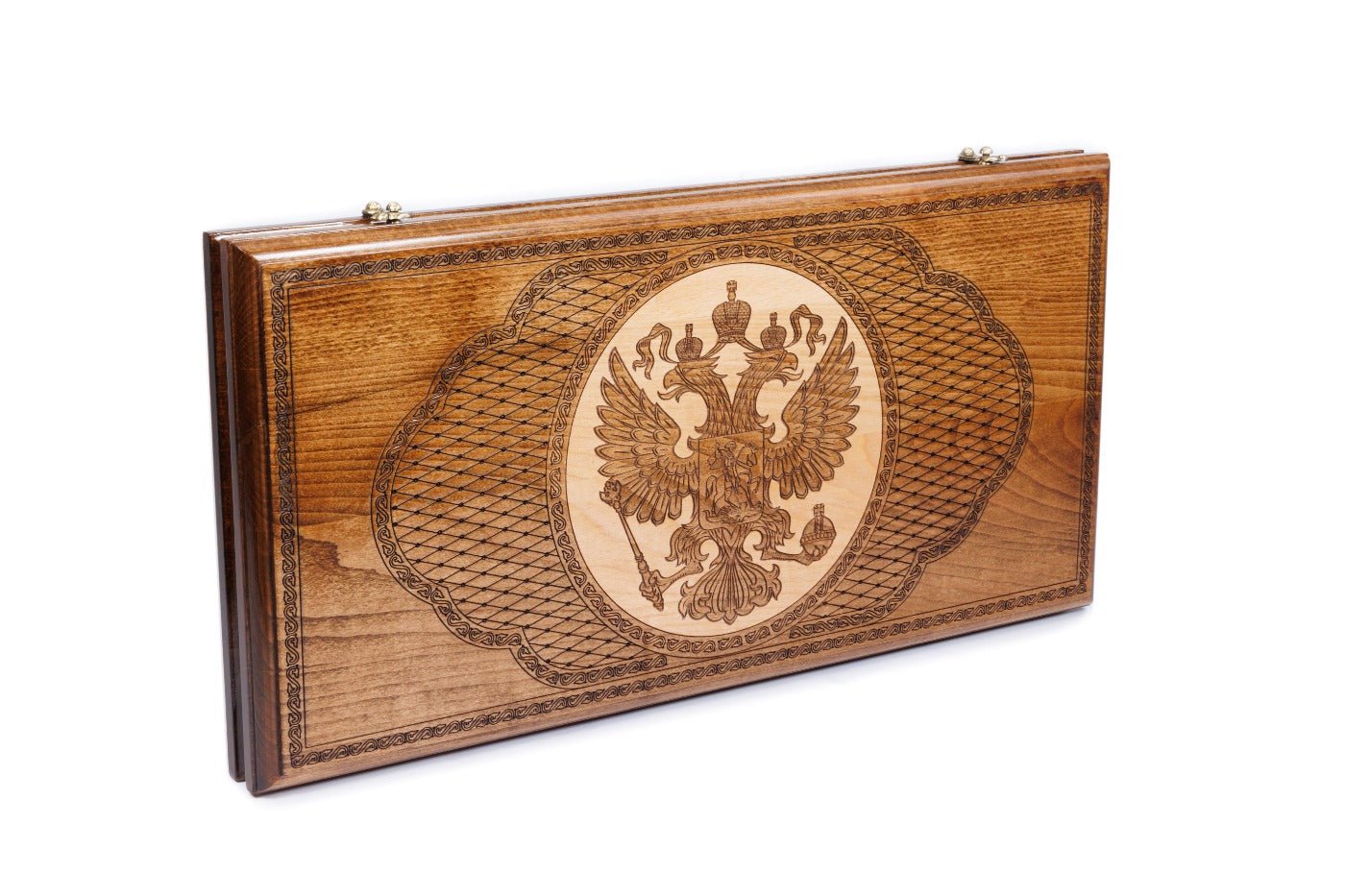 Wooden Backgammon Board Coat of Arms of Russian Federation 23.6" | 60 cm - Unumperfectus
