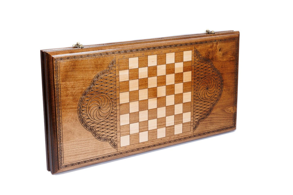 Wooden Backgammon Board Coat of Arms of Russian Federation 23.6" | 60 cm - Unumperfectus