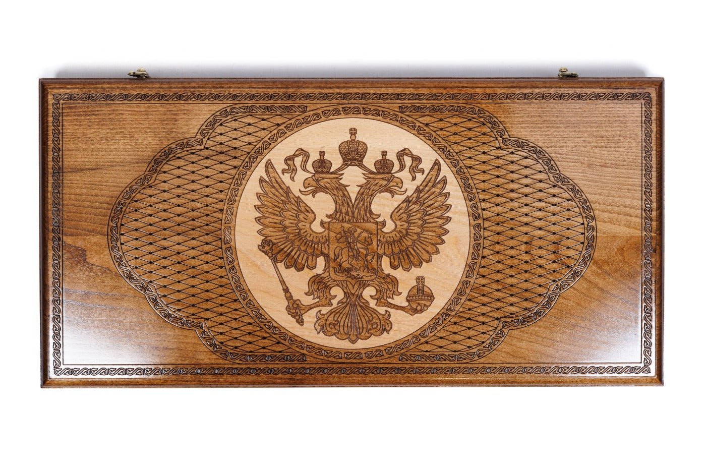 Wooden Backgammon Board Coat of Arms of Russian Federation 23.6" | 60 cm - Unumperfectus