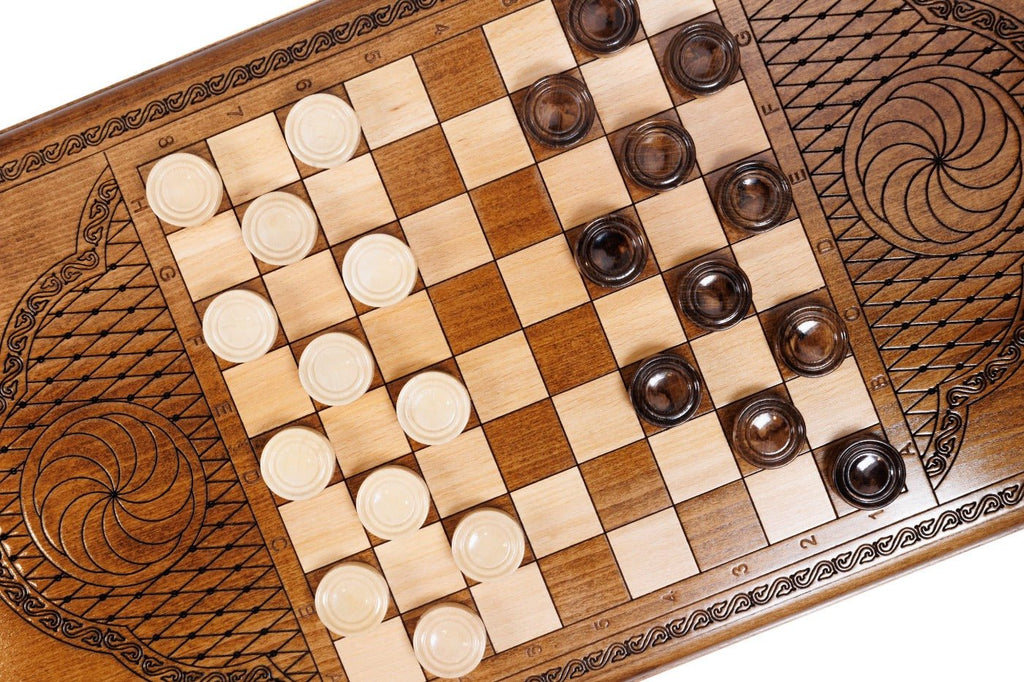 Wooden Backgammon Board Coat of Arms of Russian Federation 23.6" | 60 cm - Unumperfectus