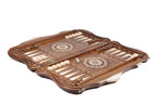 Premium wooden backgammon board cultural inlay design with Mount Ararat artwork