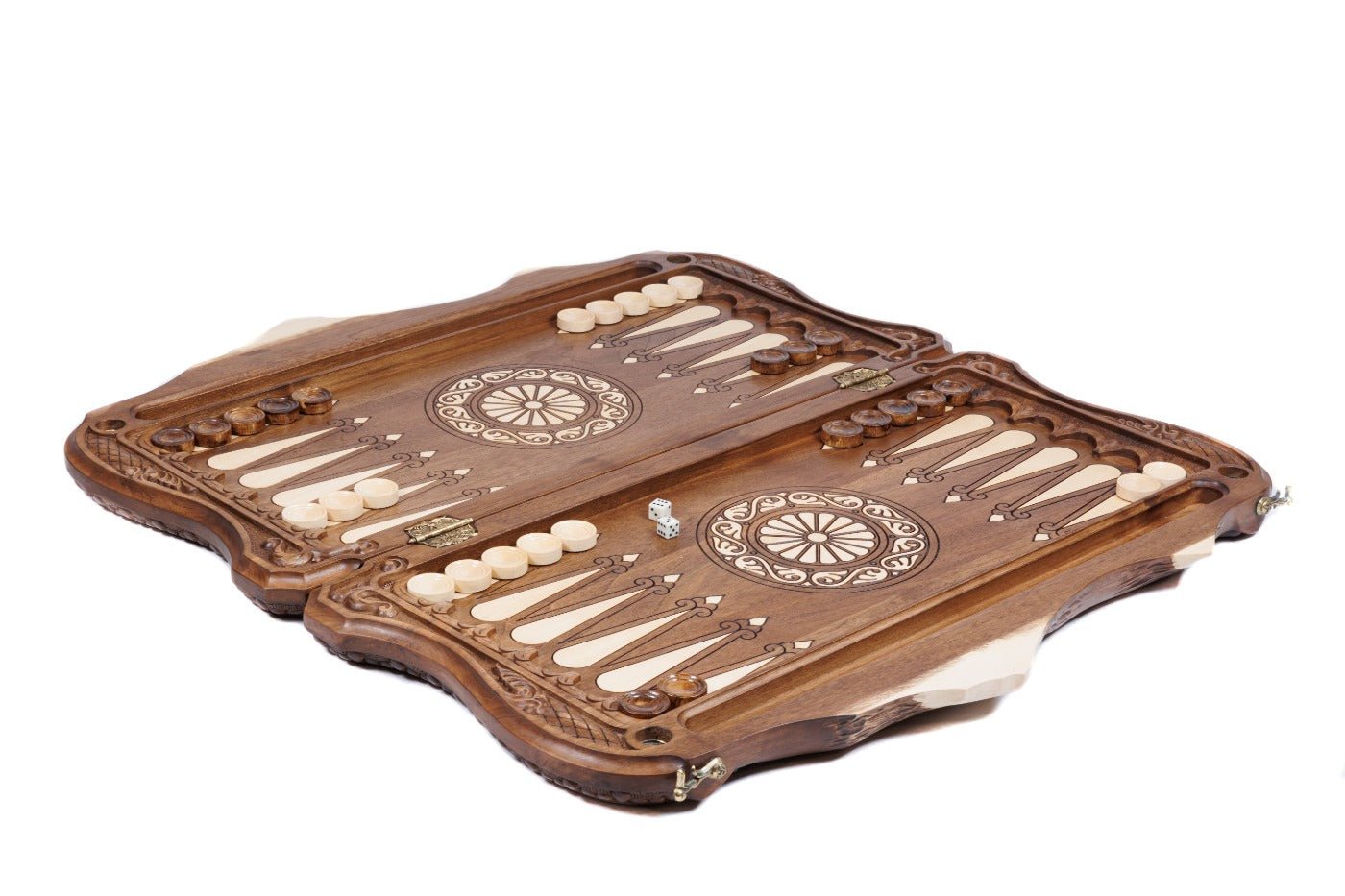 Premium wooden backgammon board cultural inlay design with Mount Ararat artwork