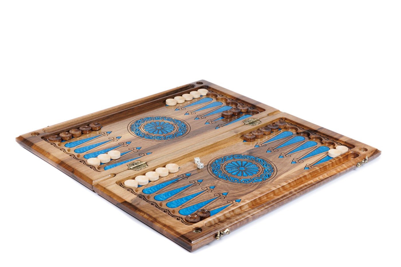 Premium handcrafted wooden backgammon board nature epoxy design