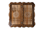 Classical Two Sided Ornamental backgammon board - detail of the wood grain and finish