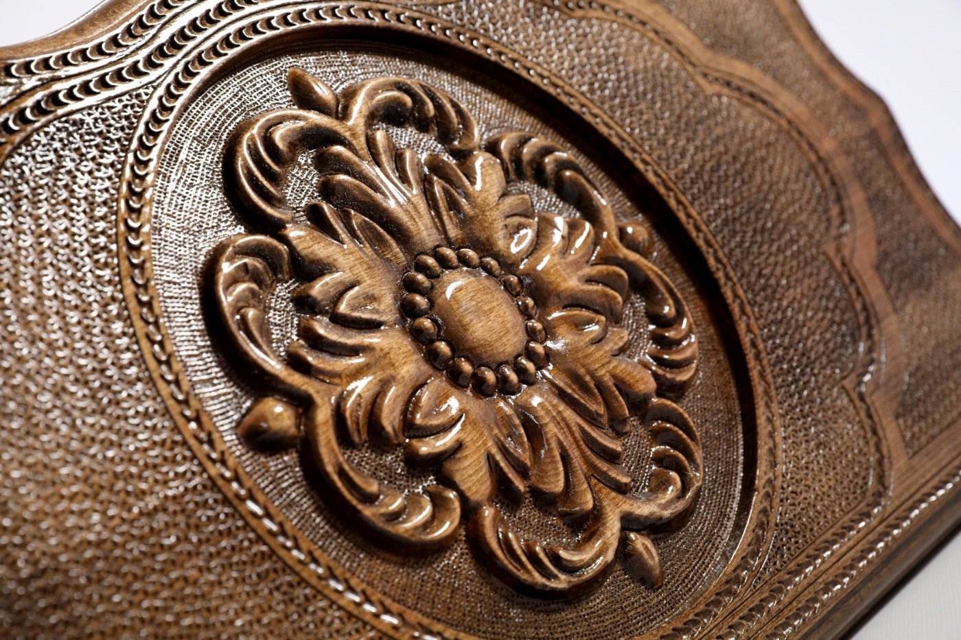 Handcrafted large backgammon set with decorative carved detailing