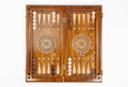 Ararat backgammon board - playing pieces and dice arranged on the board