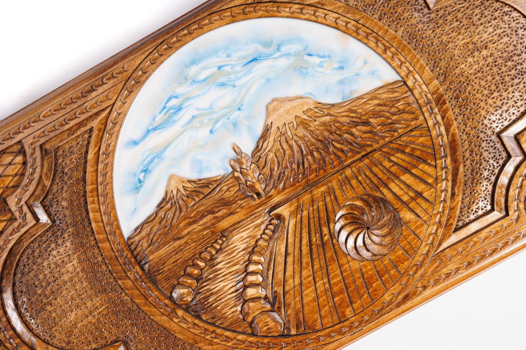 Luxury backgammon board inspired by Mount Ararat artistic style