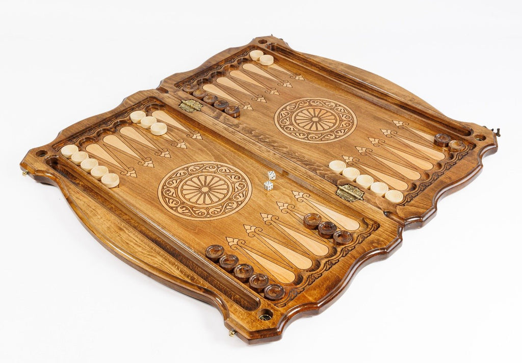 Premium handcrafted wooden backgammon board eagle epoxy artistic style