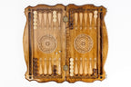 Eagle Sky Blue Epoxy backgammon board - detail of the wood grain and finish
