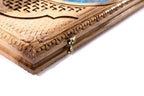 Coat of Arms of Armenia Epoxy Braid Motif backgammon board - detail of the wood grain and finish