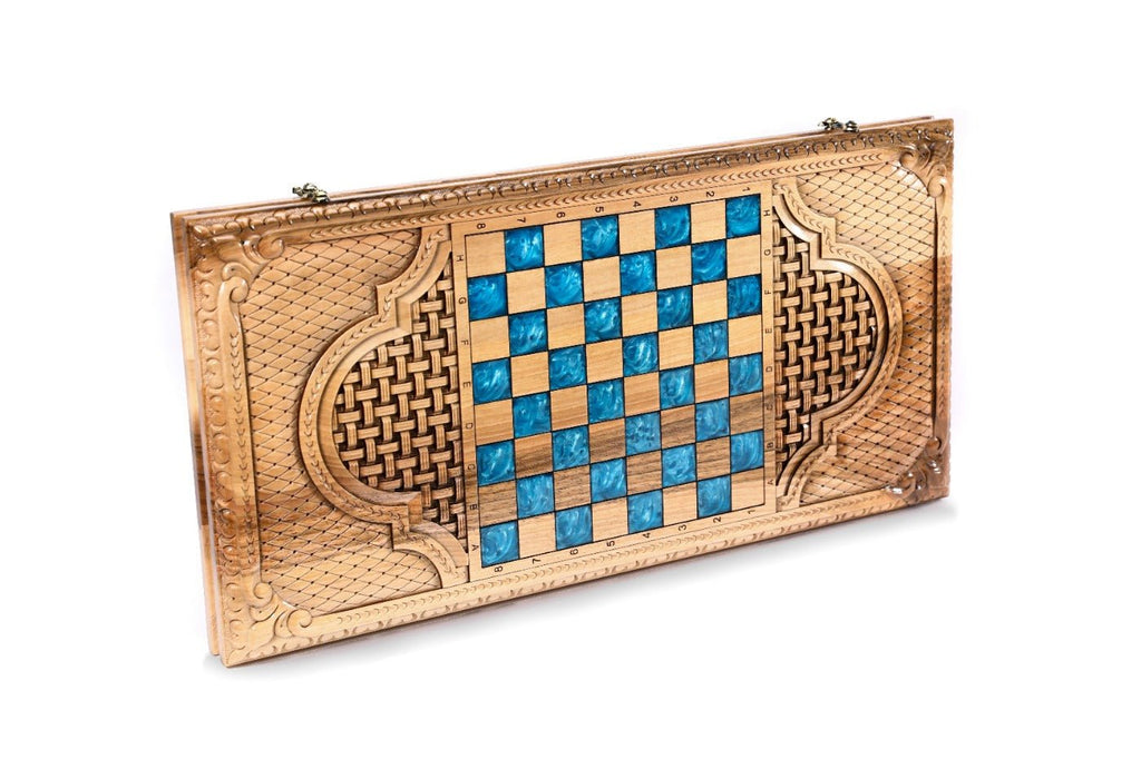 Backgammon Board - Coat of Arms of Armenia Epoxy Braid Motif - Unumperfectus