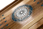 Coat of Arms of Armenia Epoxy Braid Motif backgammon board - carrying case and accessories