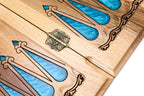 Coat of Arms of Armenia Epoxy Braid Motif backgammon board - angled view