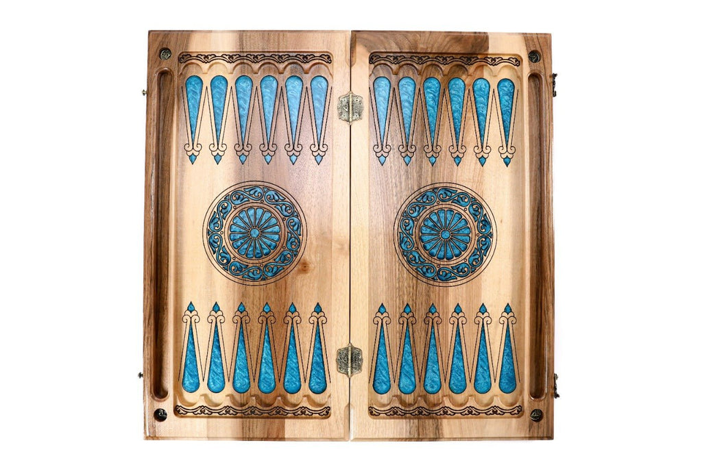 Backgammon Board - Coat of Arms of Armenia Epoxy Braid Motif - Unumperfectus
