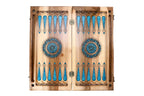 Coat of Arms of Armenia Epoxy Braid Motif backgammon board - side profile showing the craftsmanship