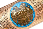 Luxury backgammon board with Armenian heraldic epoxy artwork detail