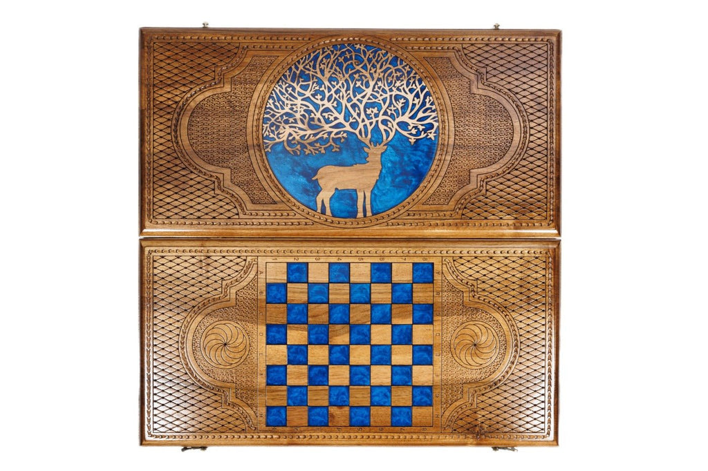 Backgammon Board - Deer With Epoxy - Unumperfectus