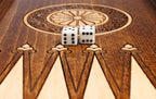 Classical Carved chess and backgammon set - chess pieces set up for play