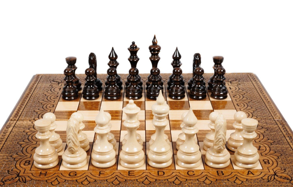 Classical Carved Wooden Chess Set & Backgammon 40 cm | 15.6" - Unumperfectus