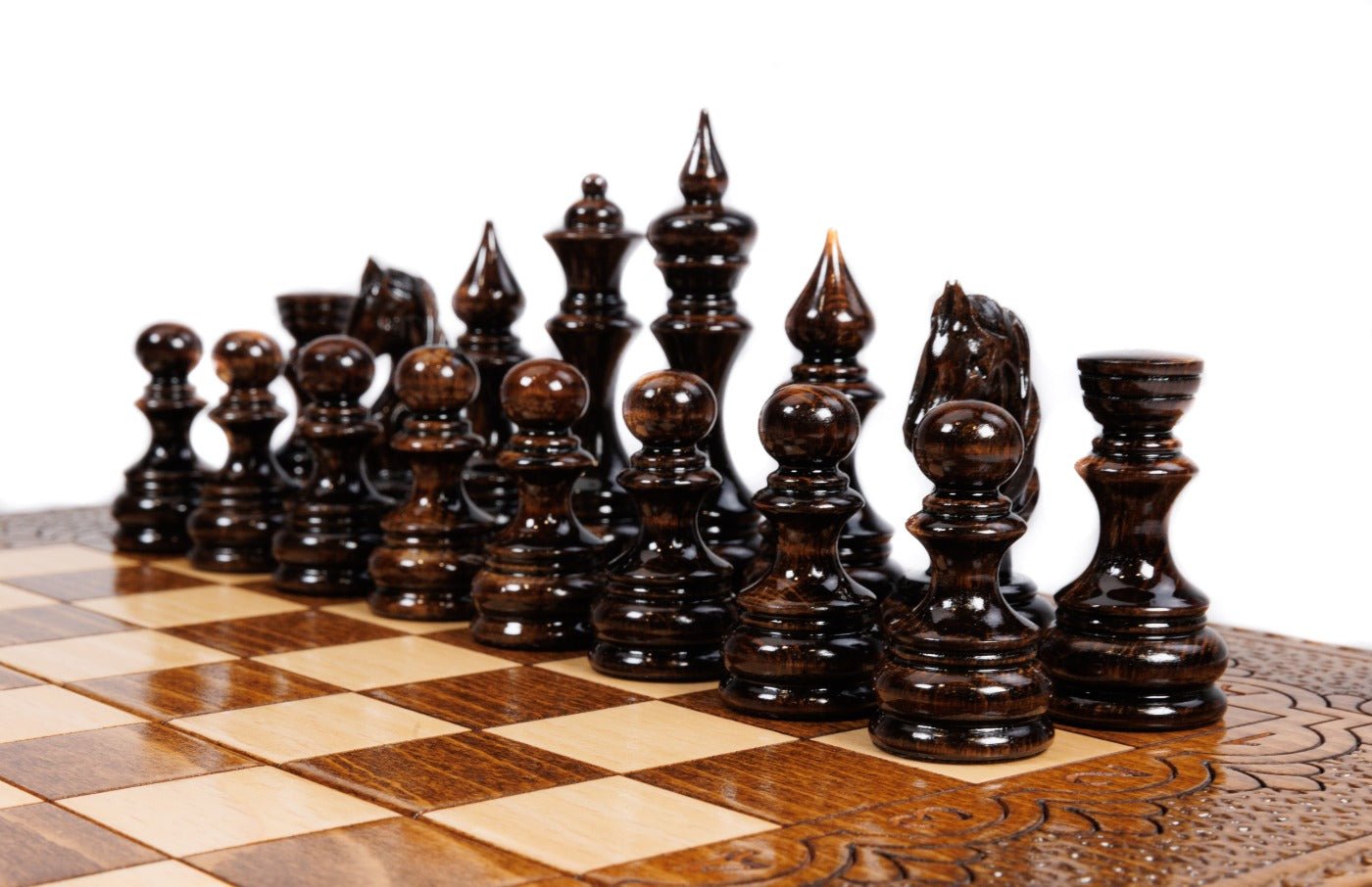 Classical Carved Wooden Chess Set & Backgammon 40 cm | 15.6" - Unumperfectus