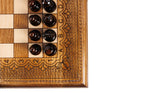 Classical Carved chess and backgammon set - corner detail of the board
