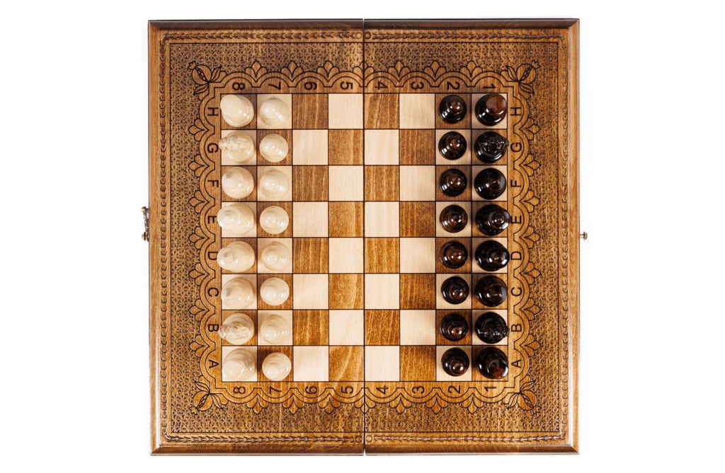 Classical Carved Wooden Chess Set & Backgammon 40 cm | 15.6" - Unumperfectus