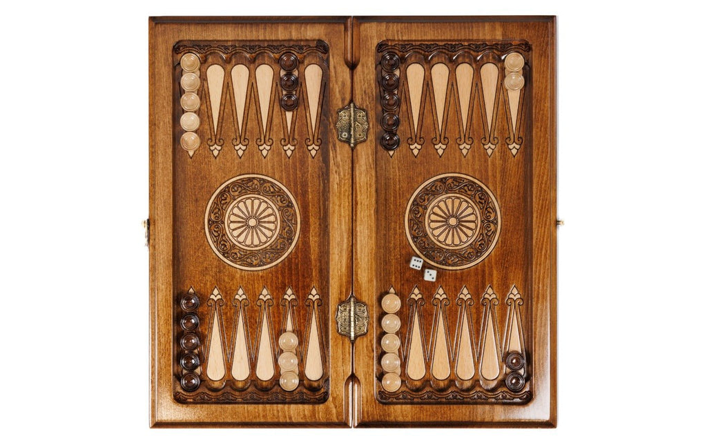 Classical Carved Wooden Chess Set & Backgammon 40 cm | 15.6" - Unumperfectus
