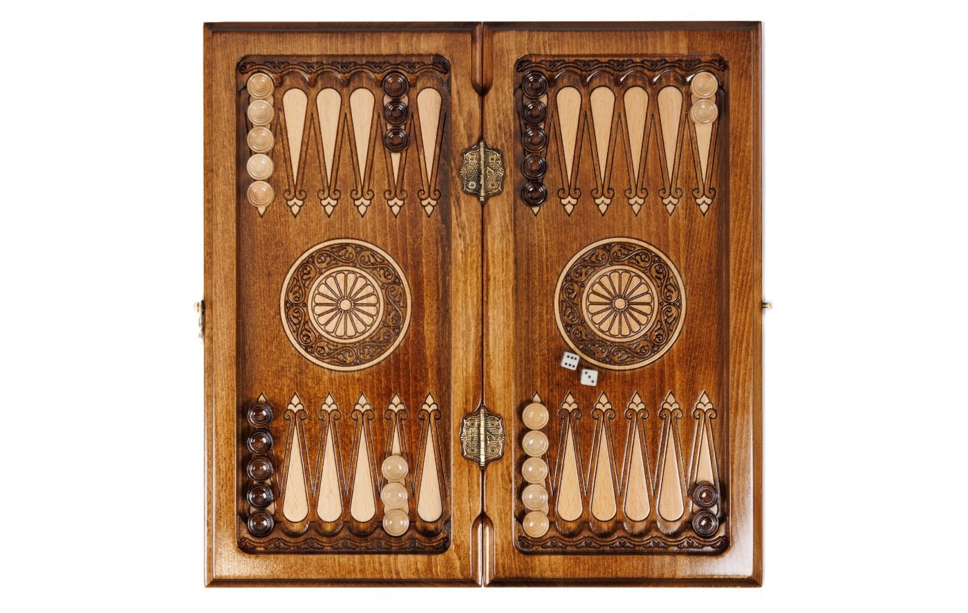 Classical Carved Wooden Chess Set & Backgammon 40 cm | 15.6" - Unumperfectus