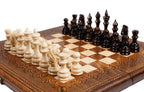 Handcrafted wooden chess set classic Armenian themed craftsmanship