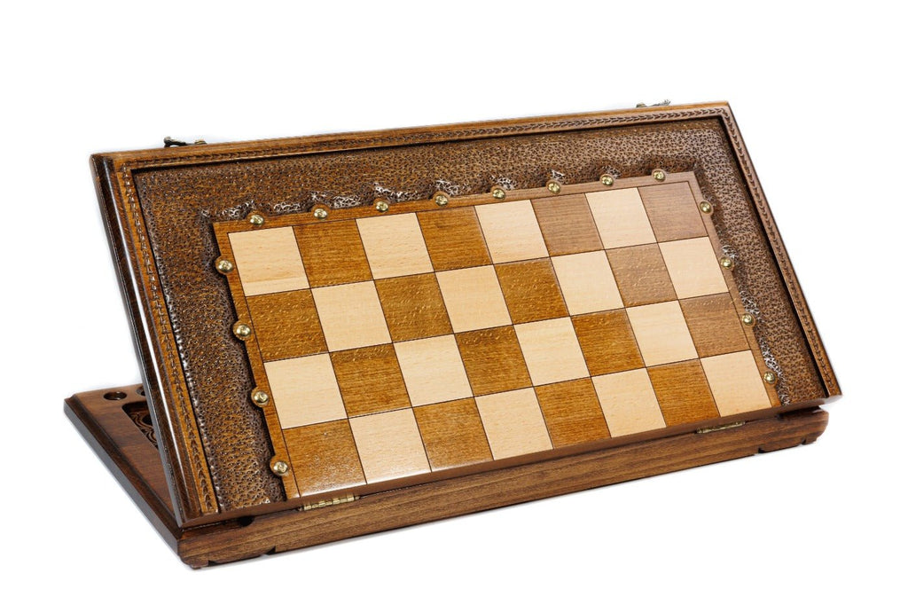 Wooden Carved Chess Board & Backgammon 60 cm | 23.6" - Unumperfectus
