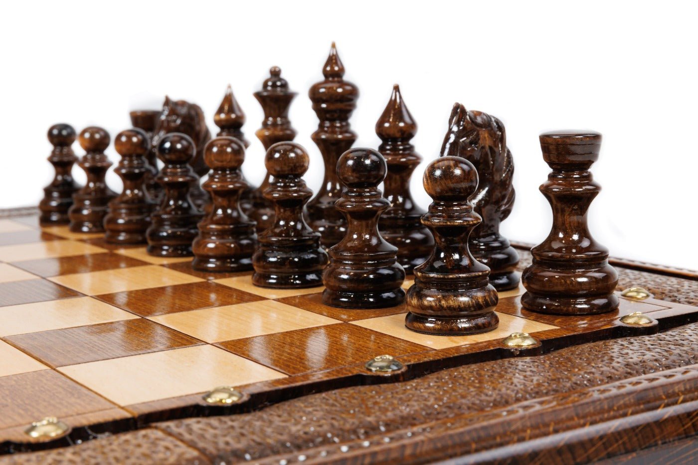 Wooden Carved Chess Board & Backgammon 60 cm | 23.6" - Unumperfectus