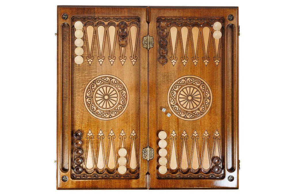 Wooden Carved Chess Board & Backgammon 60 cm | 23.6" - Unumperfectus