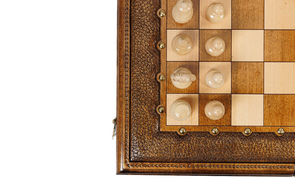 Wooden Carved Chess Board & Backgammon 60 cm | 23.6" - Unumperfectus